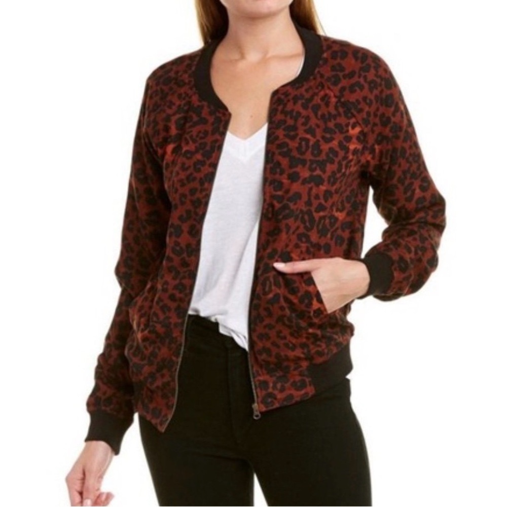 Beach Lunch Lounge Leopard Print Bomber Jacket Punk Cheetah sz Large